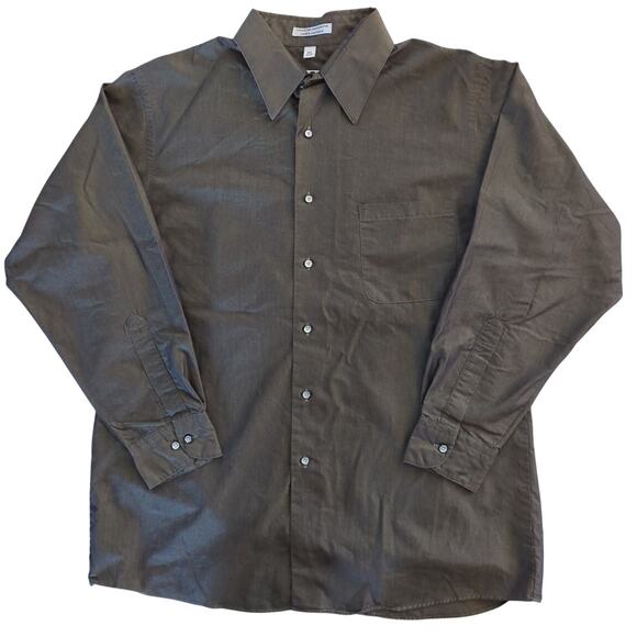 Etienne Aigner Dark Gray Button Up Oxford Dress Shirt Men's Size 16 1/2 32/33 - Picture 1 of 7